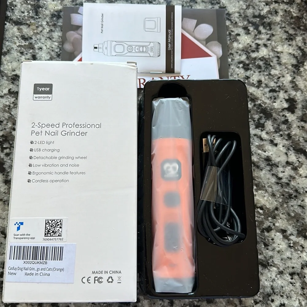 Casfuy Dog Nail Grinder with 2 LED light NWOT